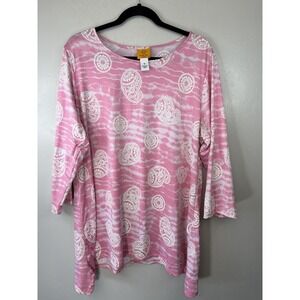 Ruby Rd Plus Size Pink Top W‎ 3d Paisley Accents Size 1X